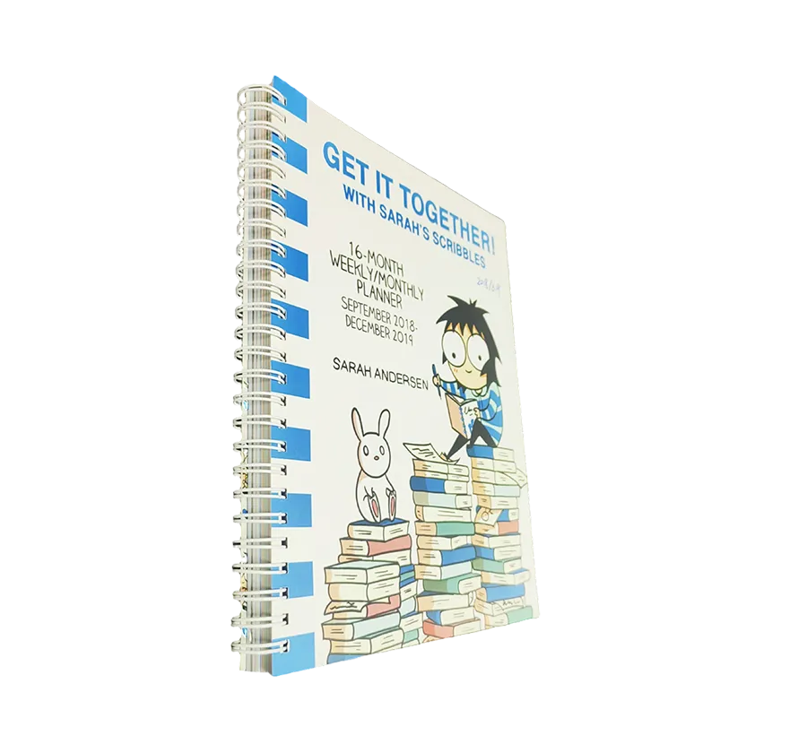 Metal wire bound book printing children's book printing service white double loops bound book printing